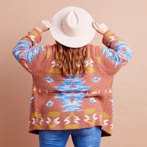 Arula - Altar'd State - Oversized Rust Aztec Cardigan 2X